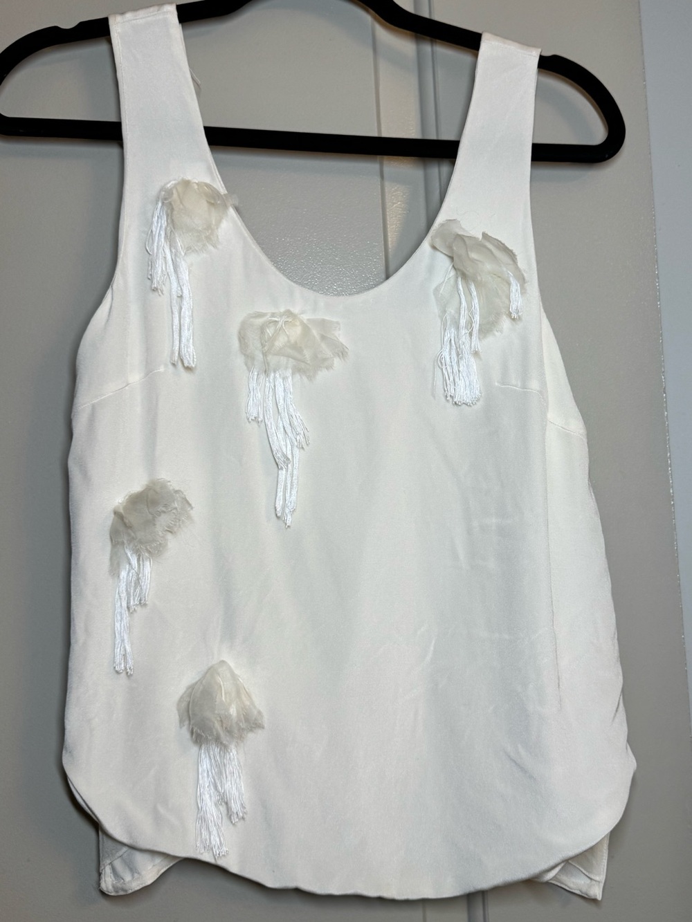 3.1 Phillip Lim White Embellished Tassel Tank
